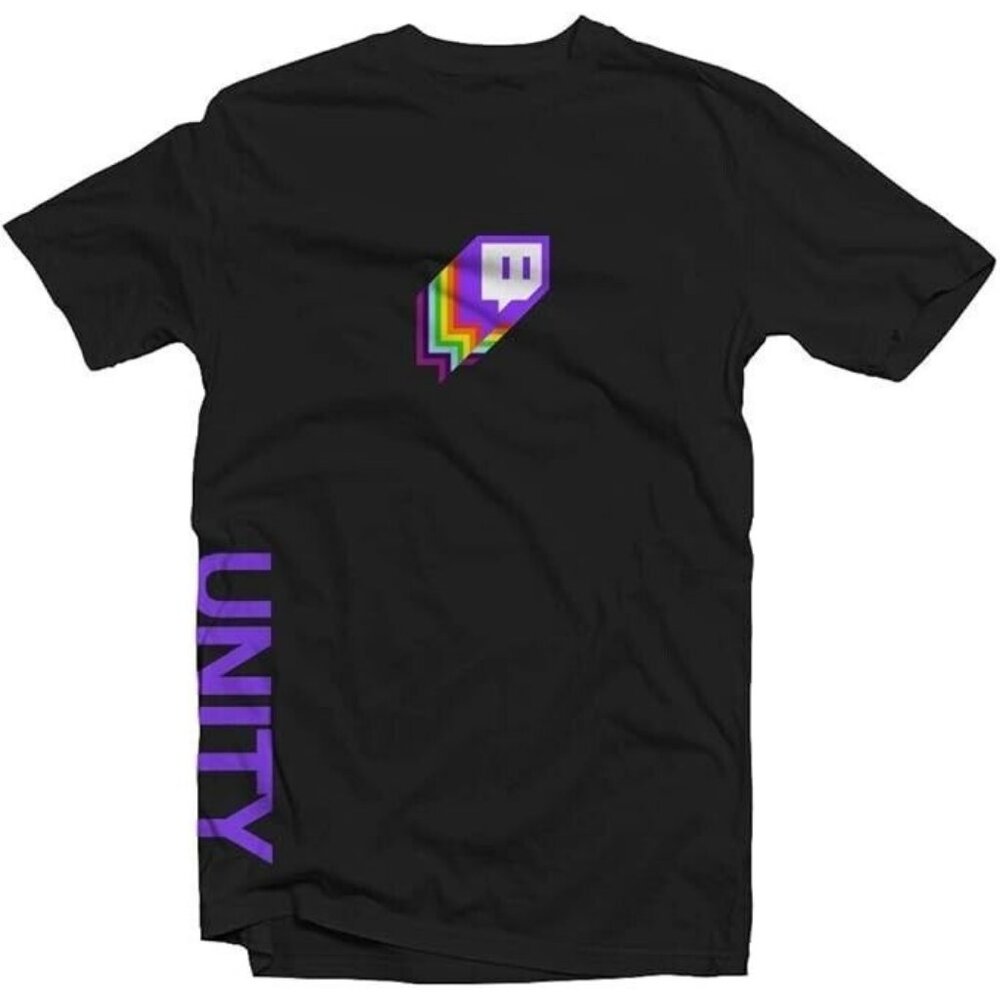 Twitch Unity Logo Short Sleeve T-Shirt Tee Shirt Black Men's Size LARGE